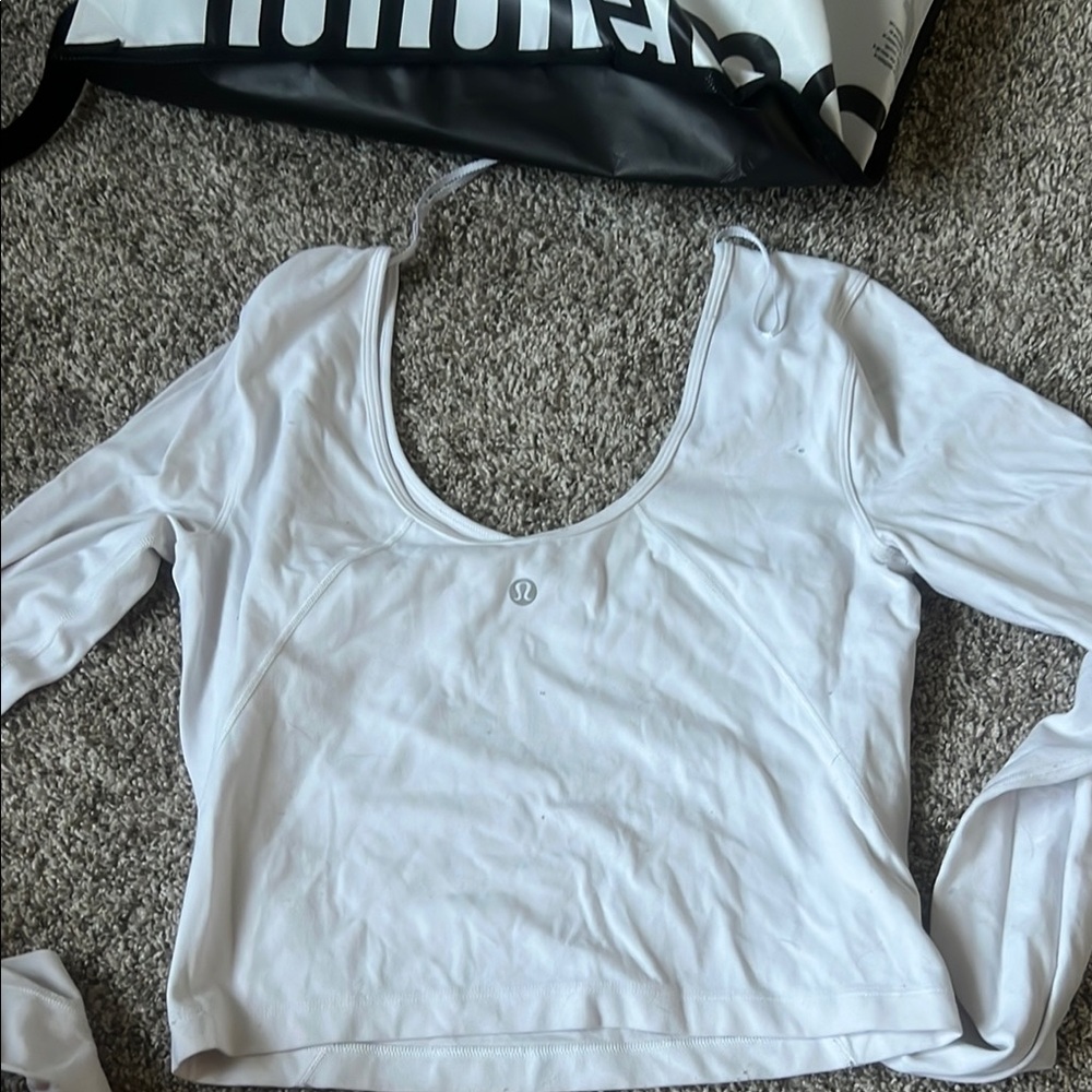 lululemon athletica White Fitted Crop Bodysuit